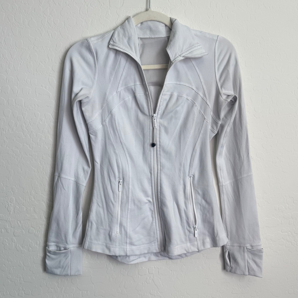 Lululemon White Define Jacket Luon Full Zip Athletic Yoga Top Women‎ Size 4 Gym